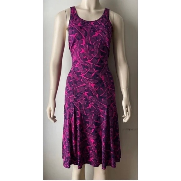 BANANA REPUBLIC Pink Palm Print Cross Back Sleeveless Dress - Picture 1 of 8